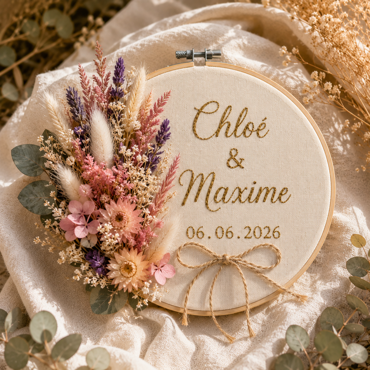 Porte alliances personnalisé en fleurs séchées – 3 modèles au choix