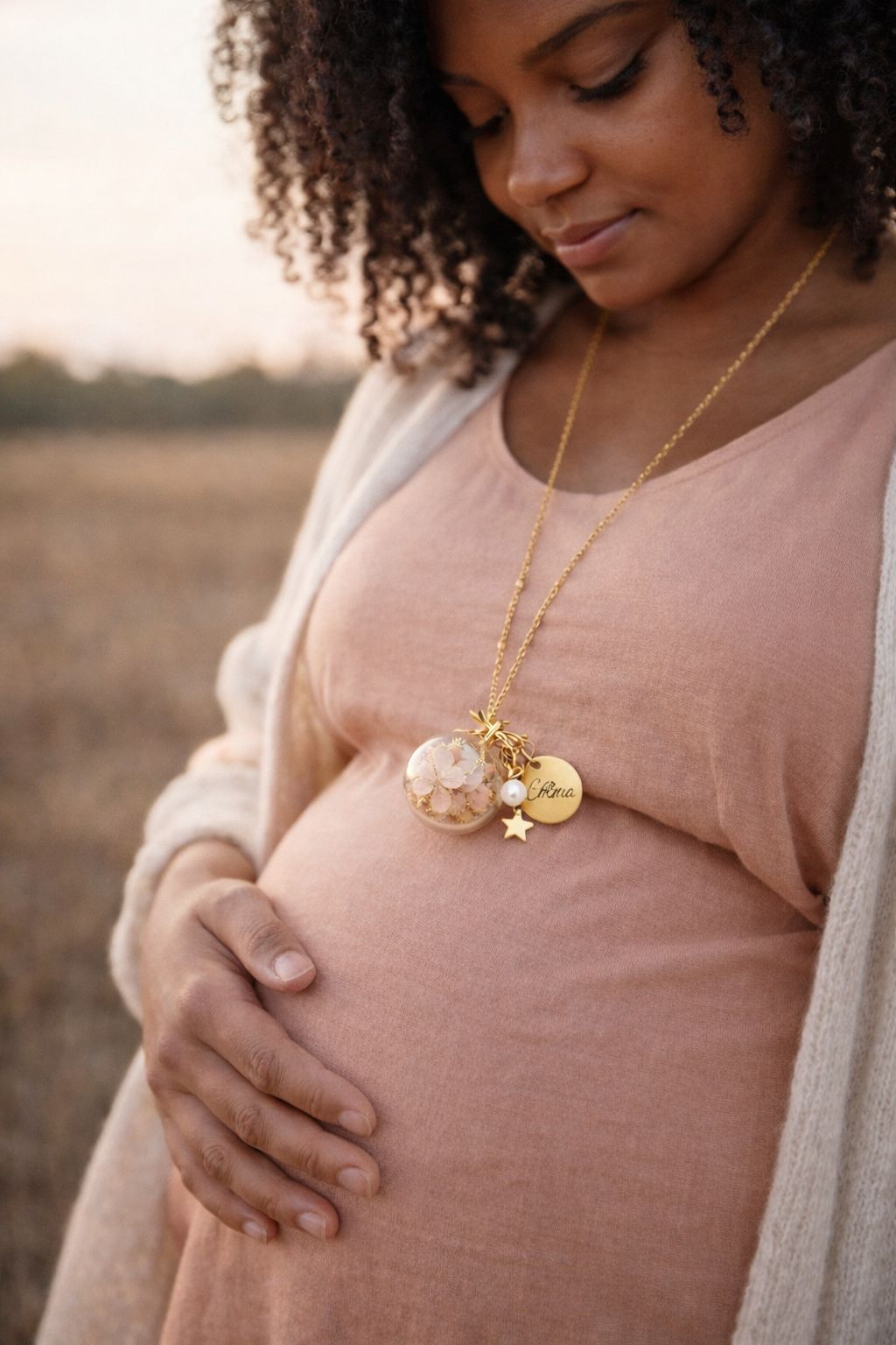 Collier bola de grossesse personnalisé – Bijou future maman