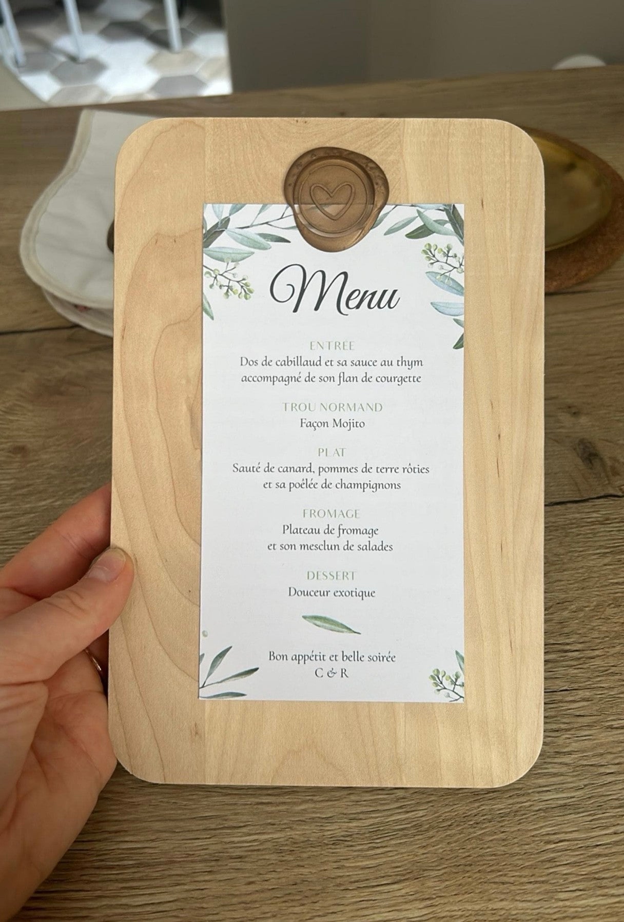 Papeterie menu pérsonalisé