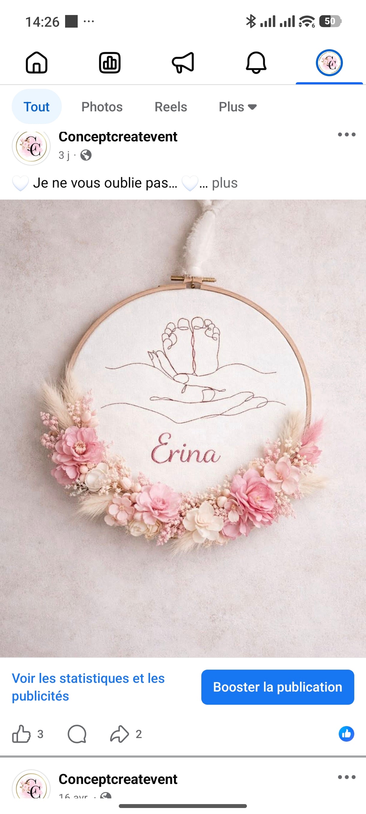 Tambourin décoratif personnalisé en fleurs séchées avec Prénom
