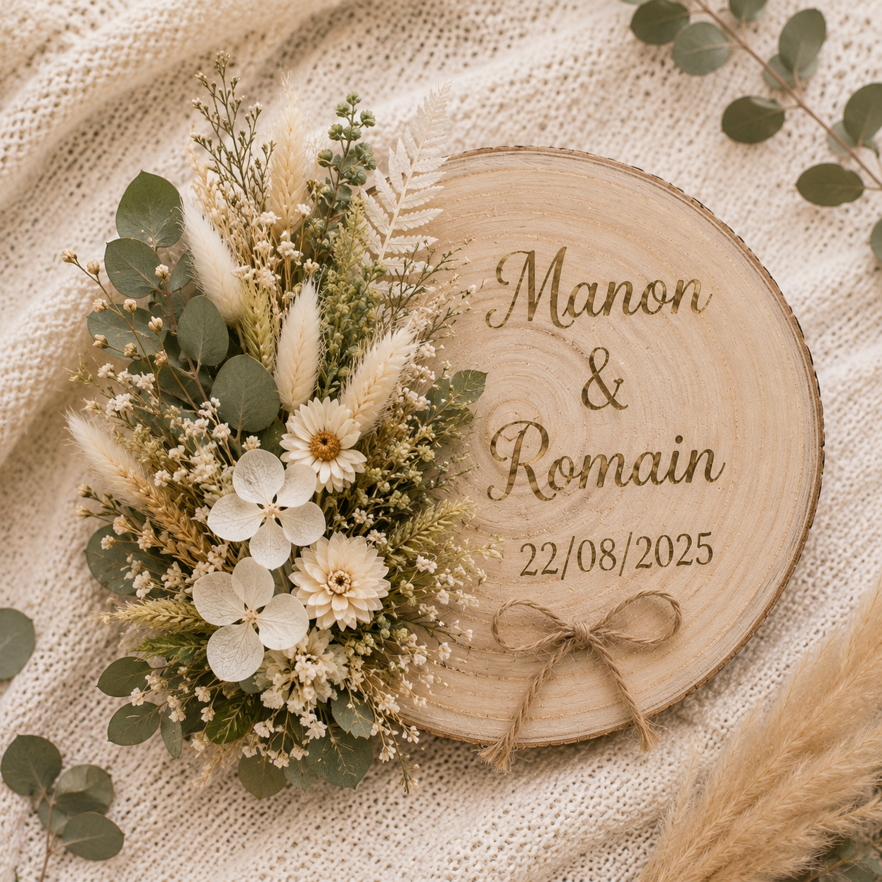 Porte alliances personnalisé en fleurs séchées – 3 modèles au choix