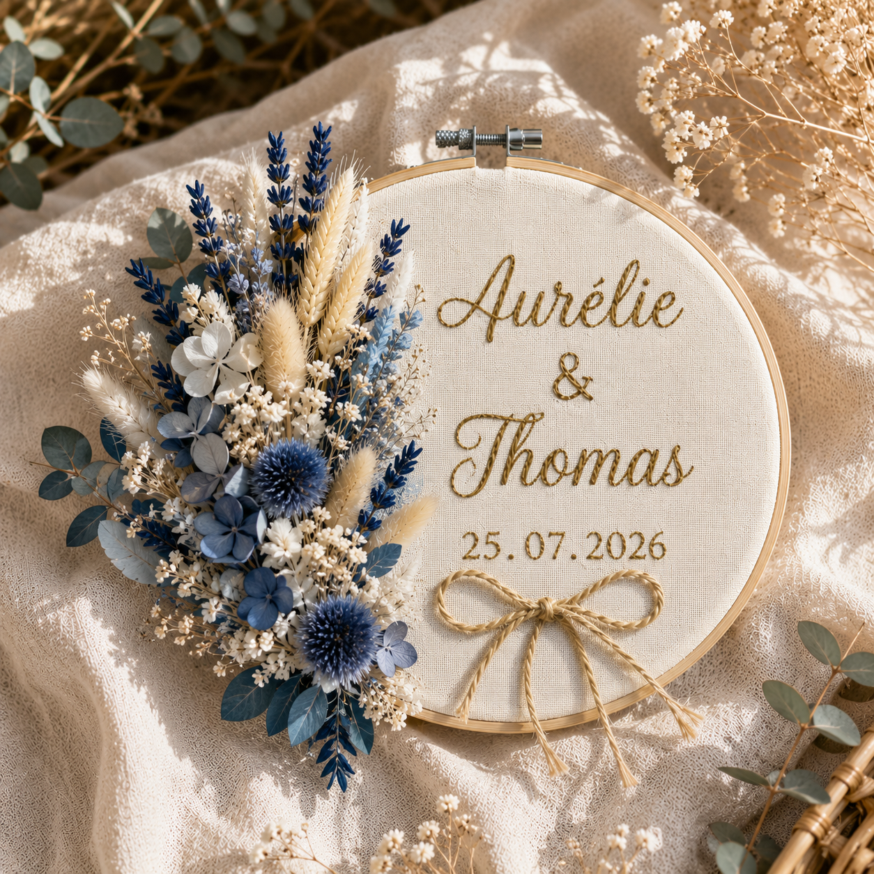 Porte alliances personnalisé en fleurs séchées – 3 modèles au choix