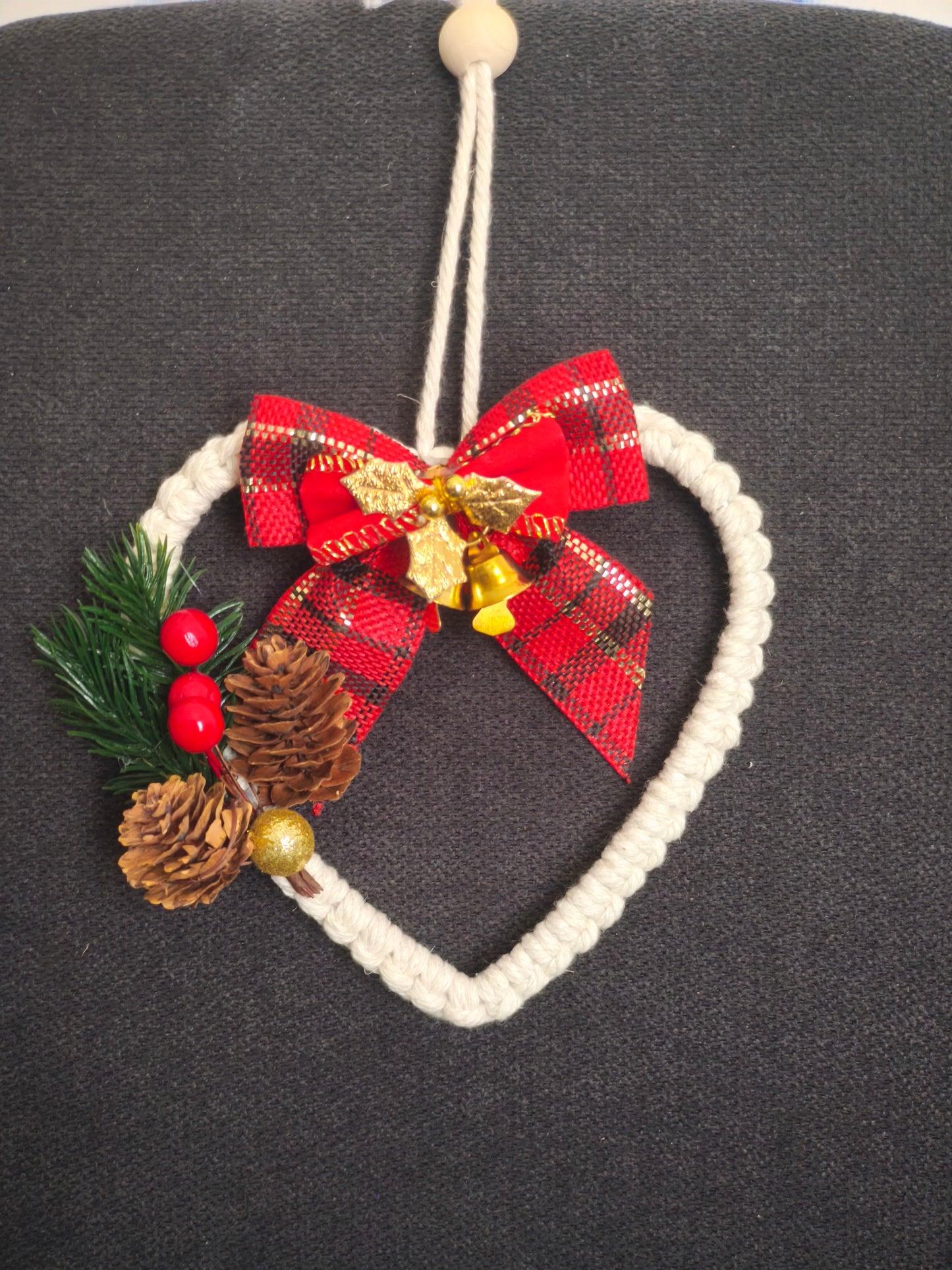 Cœur de Noël en macramé 🎄