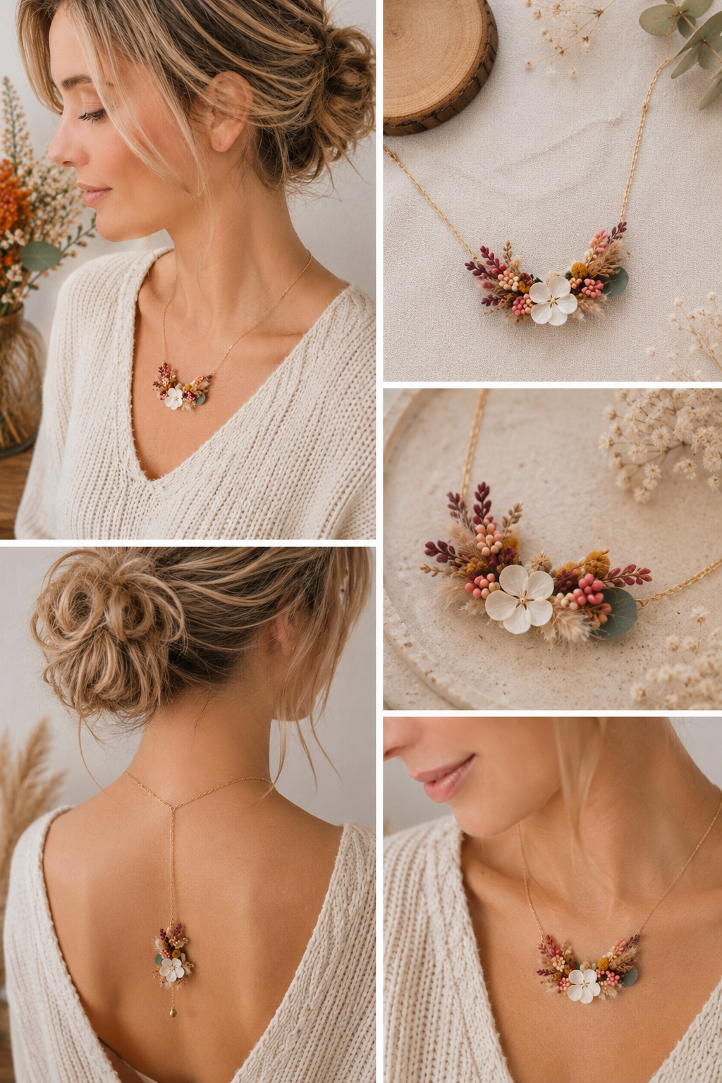 Collier en fleurs séchées