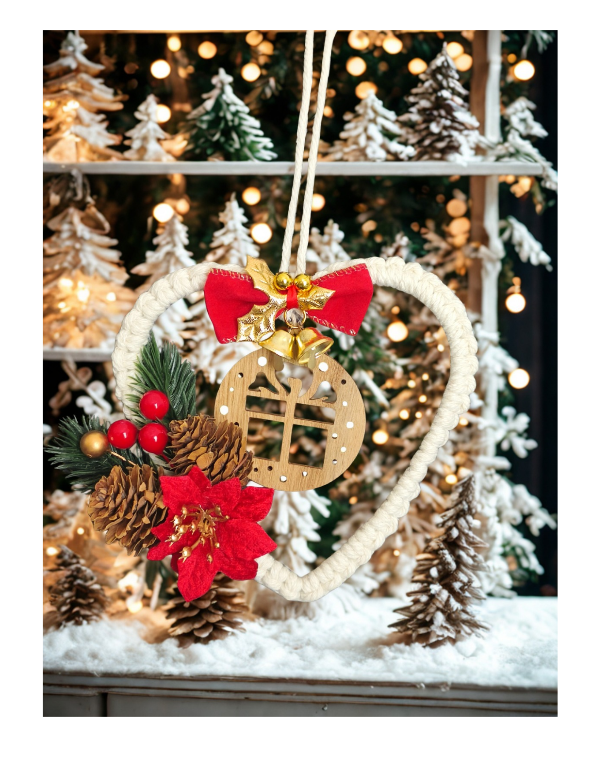 Cœur de Noël en macramé 🎄
