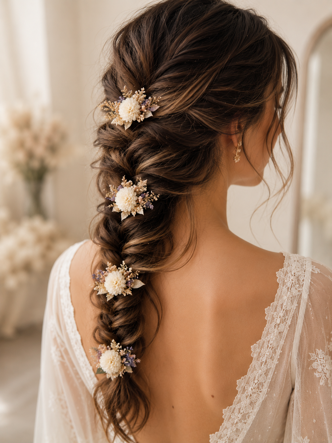 Épingles artisanales en fleurs séchées