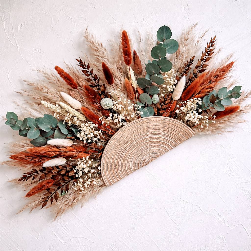 Éventail Fleuri Bohème – Bouquet de Mariée en Fleurs Séchées