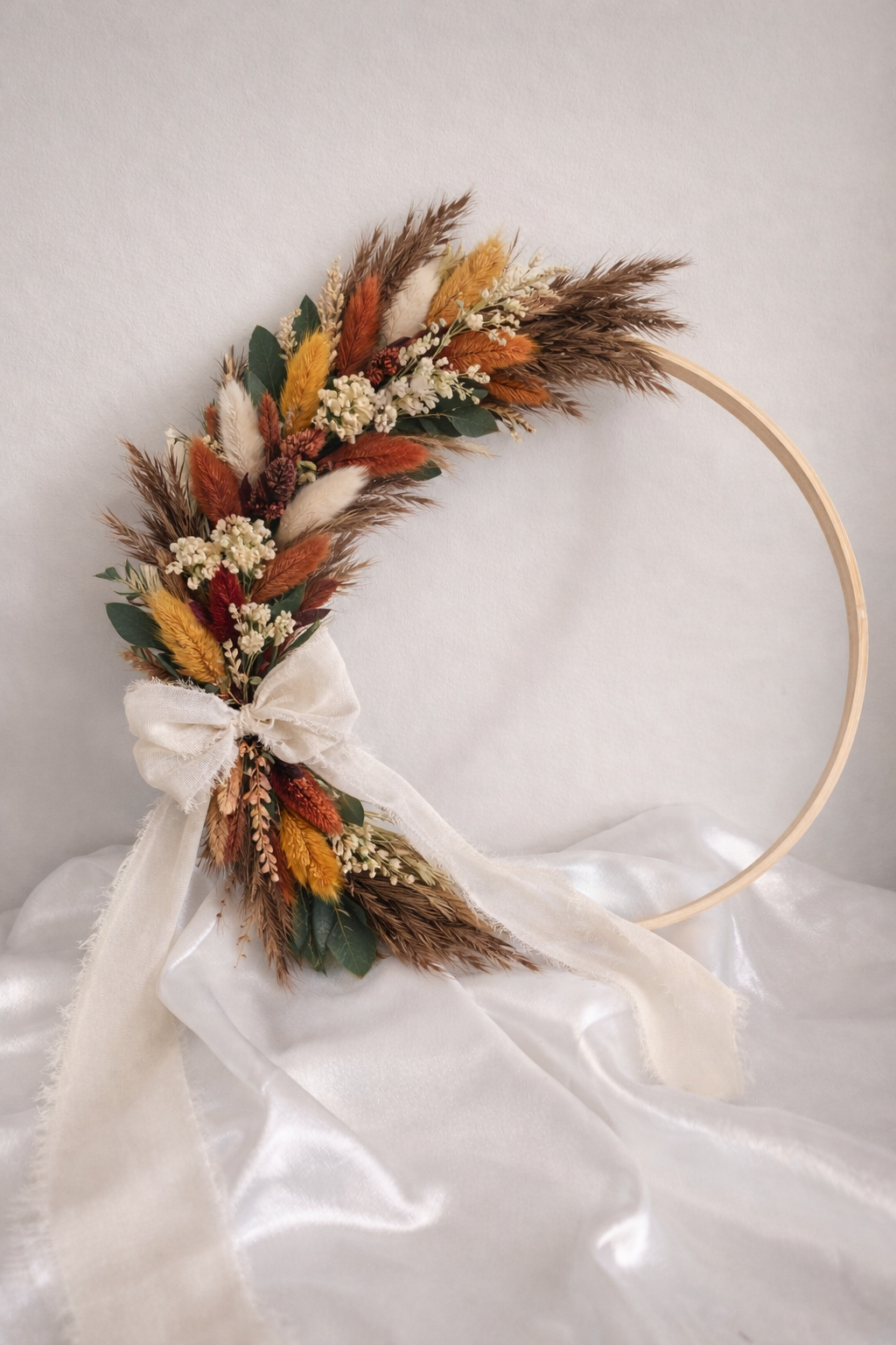 Cercle fleuri en fleurs séchées