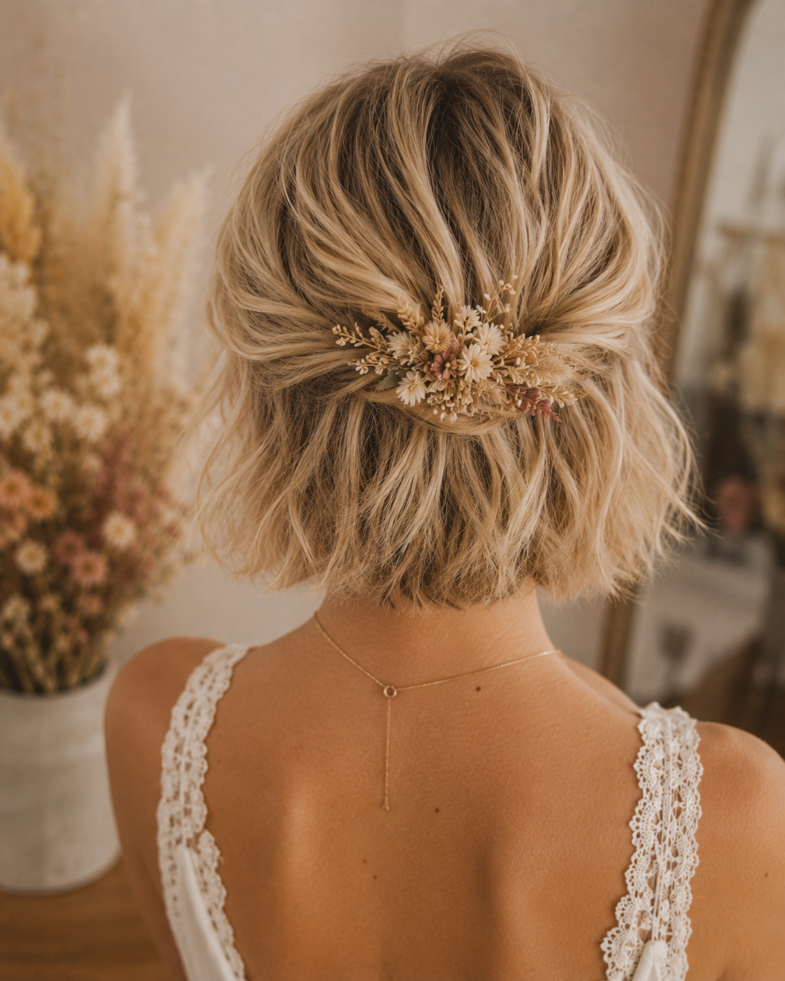 Peigne en fleurs séchées et stabilisées