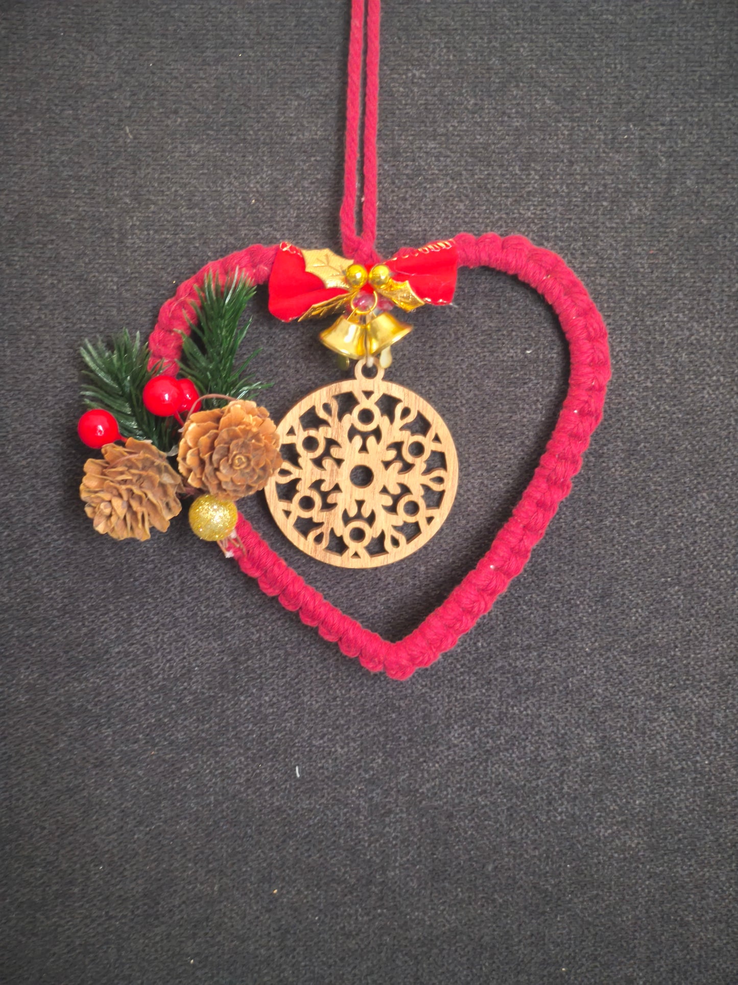 Cœur de Noël en macramé 🎄