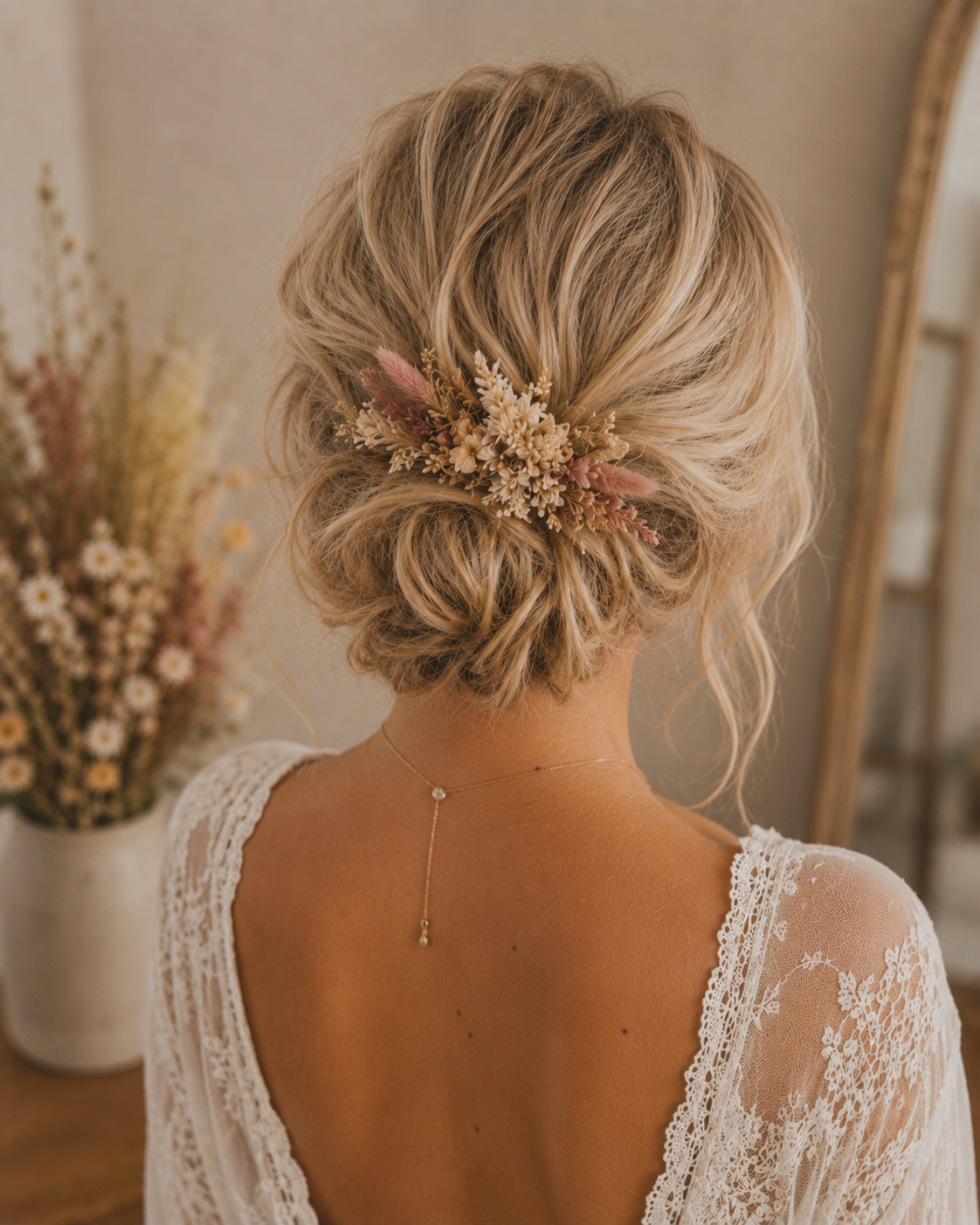 Peigne en fleurs séchées et stabilisées
