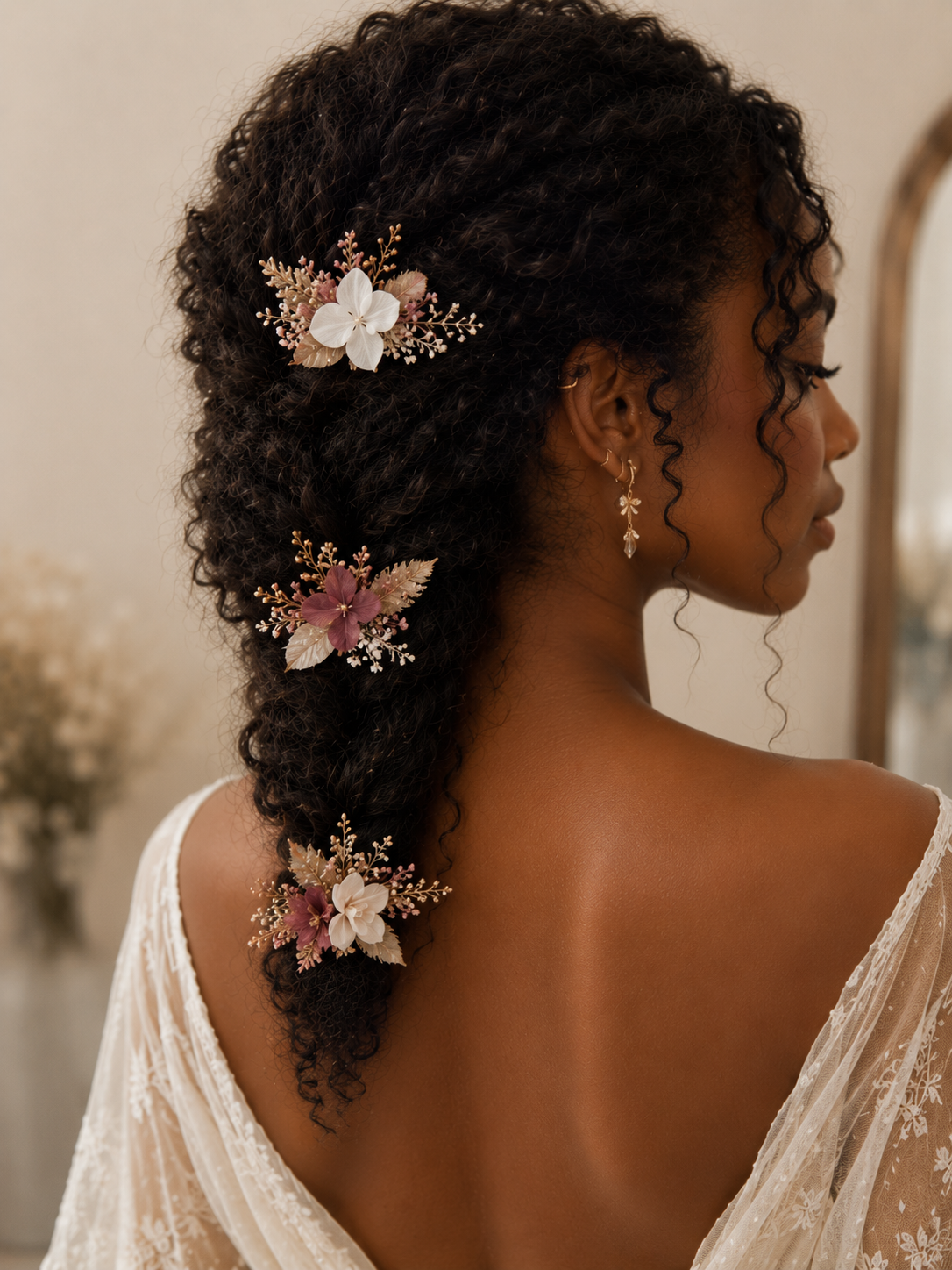 Épingles artisanales en fleurs séchées