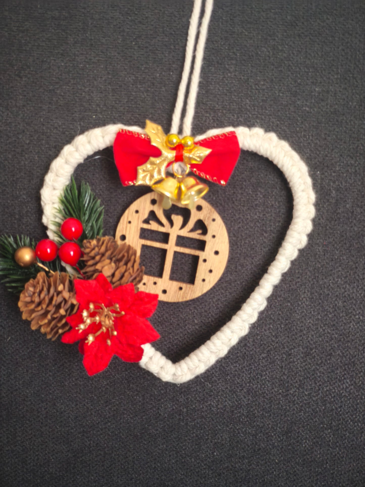Cœur de Noël en macramé 🎄